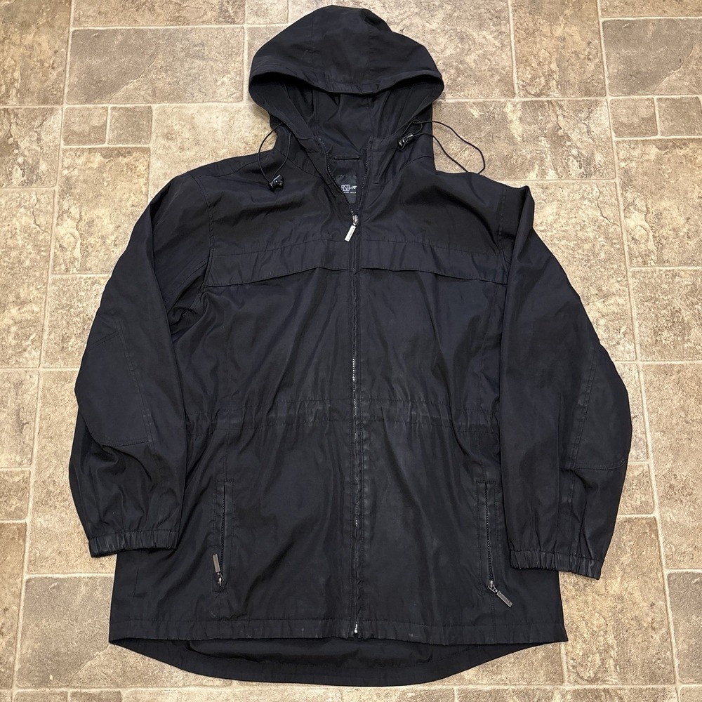 Bosideng USA Womens 1X Black Utility Hooded Jacket Windbreaker Rain Coat